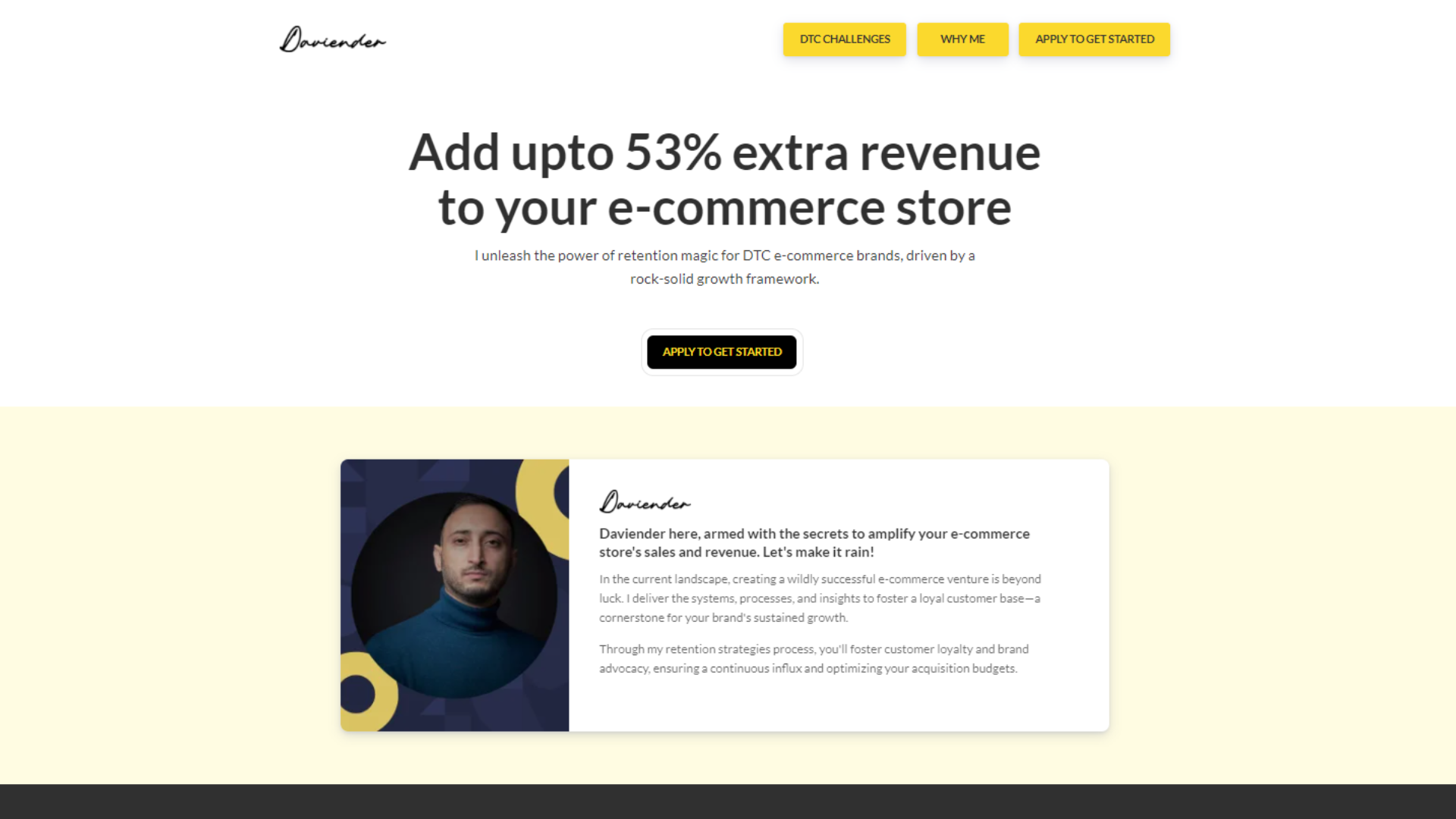 Daviender focused on e-commerce influencers
